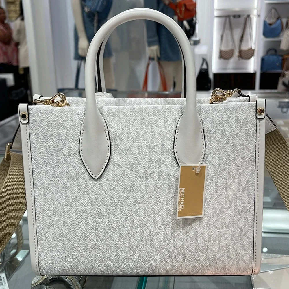 Michael Kors Mirella Small Signature Logo Shopper Top Zip Crossbody XBODY Bag MK